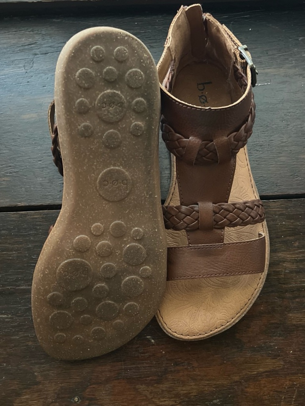 boc Brown Braided Leather Ankle-Strap Sandals - Picture 3 of 5